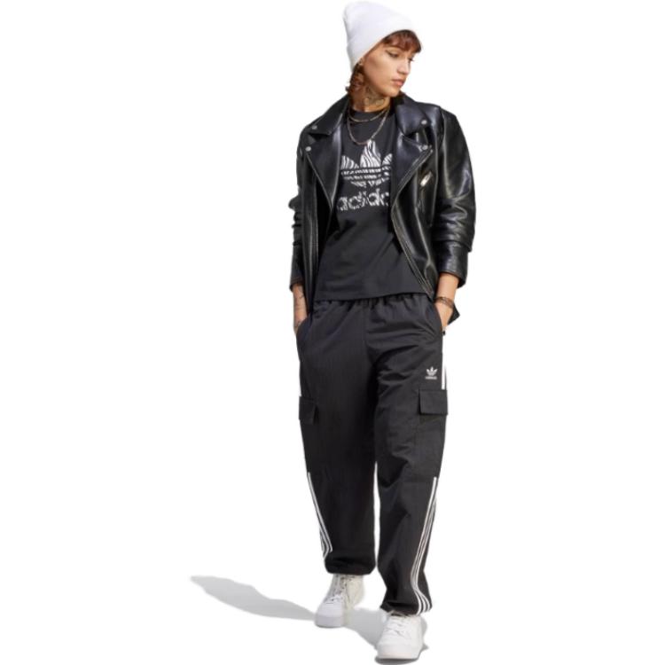 Adidas Originals Trefoil Letter Logo Print Casual Round Neck Short Sleeve T-Shirt Women Tops Black II0911