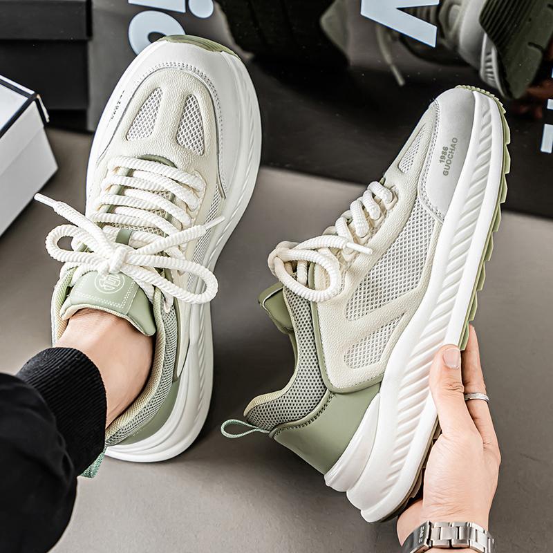 White Men Casual Sports Shoes Fashionable Thick Soled Skateboarding Trendy Comfortable Man Suitable Outdoor Breathable Versatile