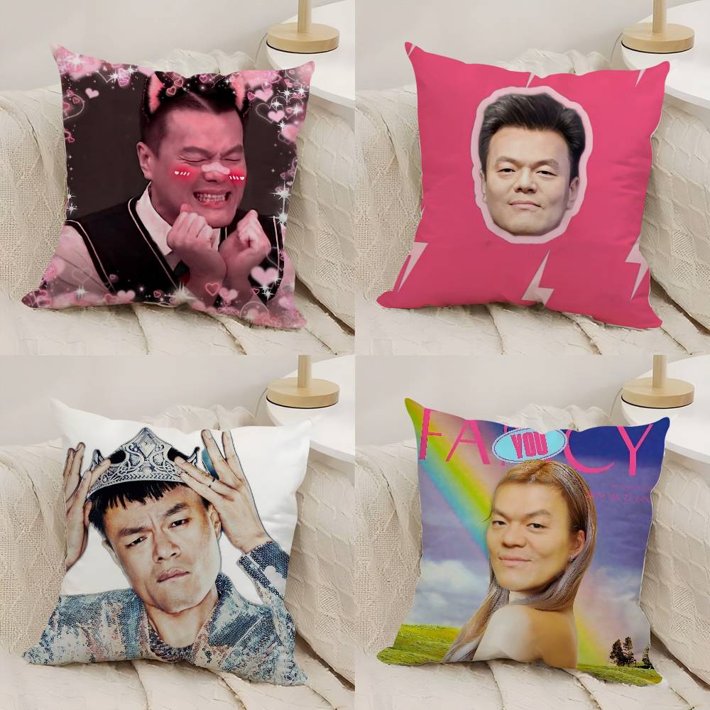 Funny J-JYP Meme Pillow Case Office Sofa Dorm Chair Back Short Plush Double-sided Printing Home Cushion Cover