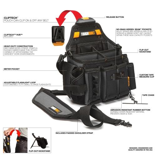 TOUGHBUILT ClipTech Master Electrician's Pouch with Shoulder Strap (TB-CT-104)
