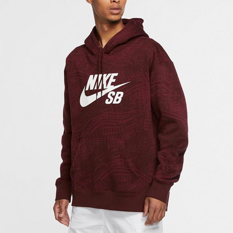 Nike SB Skateboardová ležérní fleecová mikina přes hlavu Pánské topy vínová CK5125-638