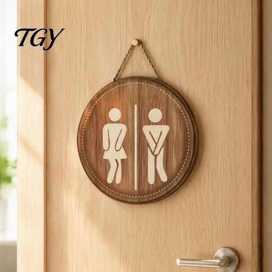 Wooden Bathroom Signs Restroom Signs, Men's And Women's Wall Half Toilet Country Style Decor Sign, Rustic Art Hanging Farmhouse