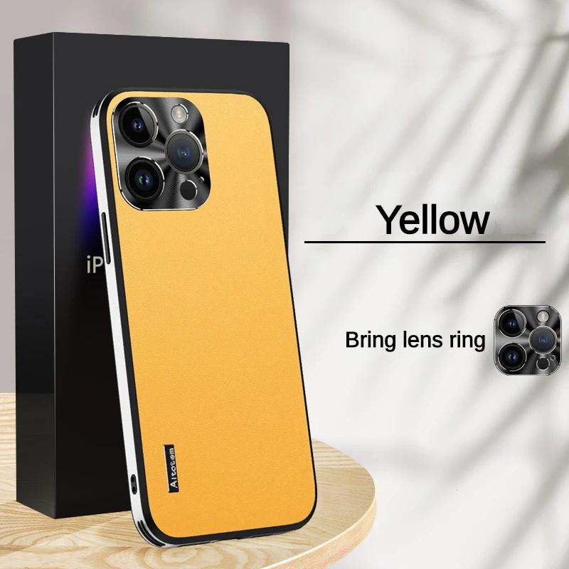 Soft Leather Phone Case Back Cover for IPhone 13 15 16 14 Plus 11 12 Pro Max Shockproof Anti-Drop Metal Lens Protection Cases