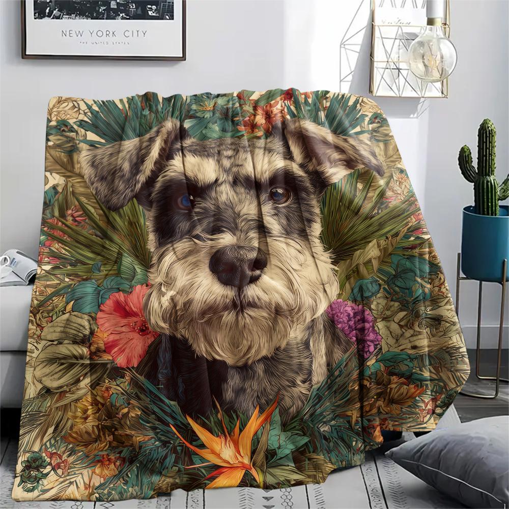 

Schnauzer and Grass,pattern Flannel Blanket, High quality Comfortable for All Seasons, Home Decor, Warmth and Comfort, Perfect for Gifts. 80cm x 120cm