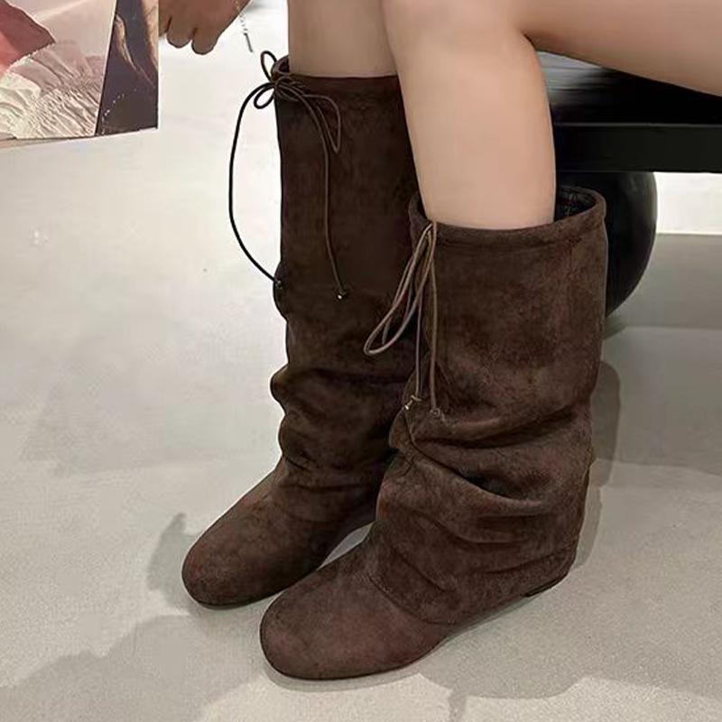 Flats Women High Boots Suede Designer Shoes Winter Dress Knee High Woman Boots 2025 New Trend Goth Chelsea Botas Mujer