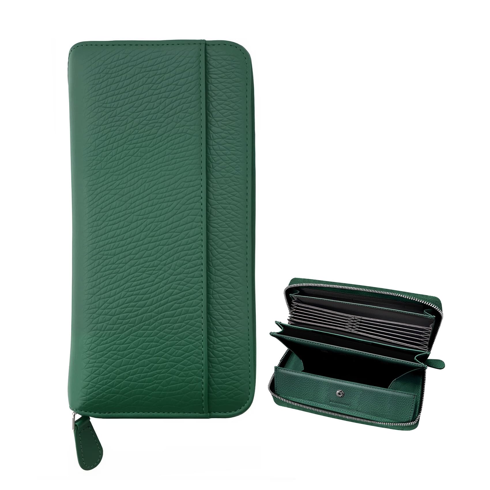 

[Peabownn] Women s Long Wallet, Popular, Large Capacity - Genuine Leather Long Wallet with Automatic Receipt and Coin Separation, Multi-functional,