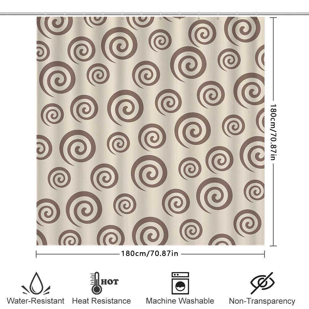 Whirlpool Shower Curtain Modern Home Decor Waterproof Fabric Bathroom Shower Curtains with Plastic Hooks (Brown/Beige)