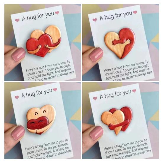 Walentynki Drewniane Serce Kieszonkowe Mini Serduszka Przytulanki Pamiątkowy Żeton z Kartką Romantyczny Prezent dla Par Rodziny Przyjaciół Kochanków