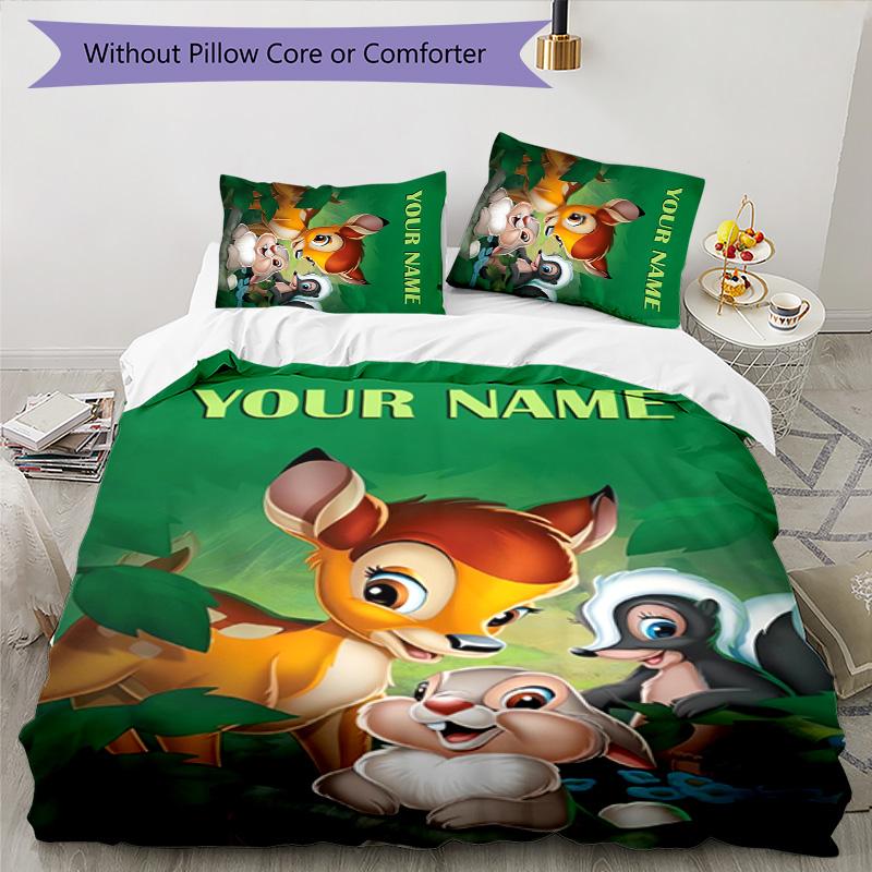 3pcs Bambi3 Cover Set - Personalized Name, HD Printed Bedding with 1 Cover and 2 Pillowcases - Perfect for Home Decor, Easy Care