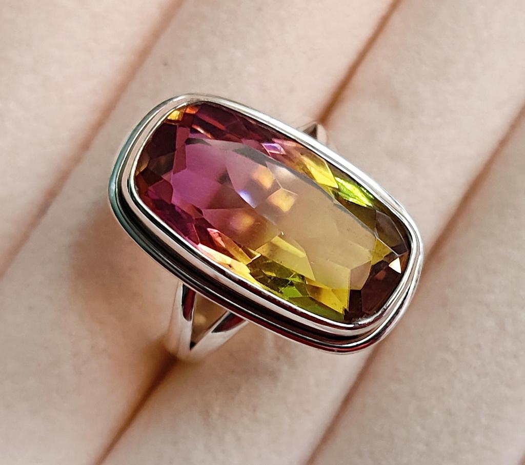 Ametrine Ring, 925 Solid Sterling Silver Ring, Boho Ring, Handmade Jewelry, Multi Color Gemstone, Engagement Ring, Gift for Her