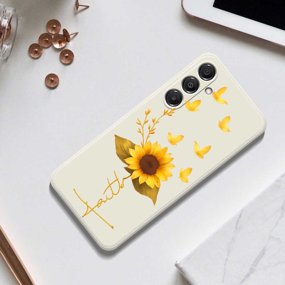 For Samsung Galaxy A16 5G/4G Case Golden Butterfly Sunflower Pattern Printing Straight Edge TPU Phone Back Cover