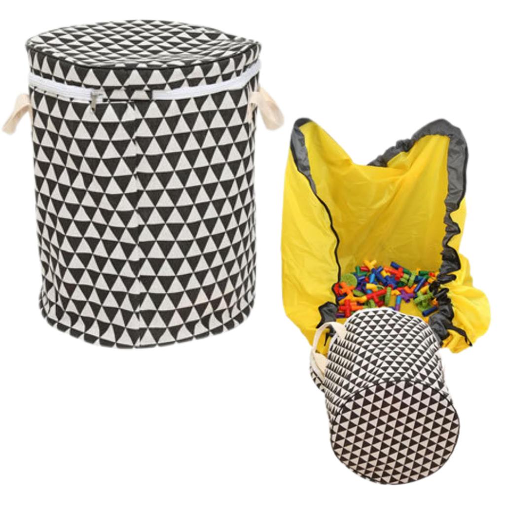 LIMSE Toy Storage & Play Mat 2-Way Set: 150cm Diameter Tidying Mat, Integrated Storage Box, Storage Bucket, Toy Box, Easy Tidying, Drawstring