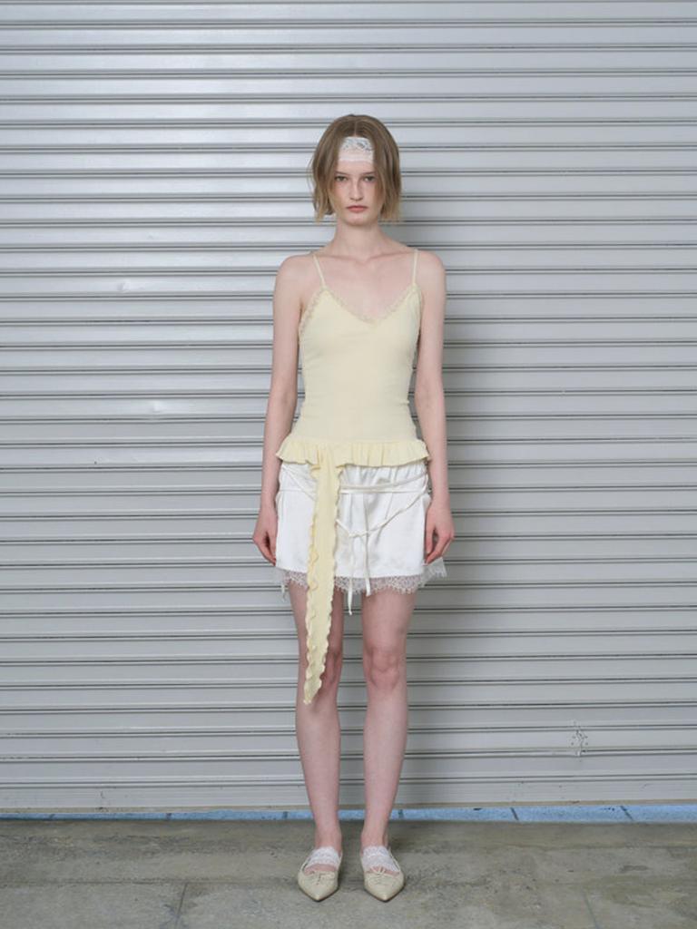 RAMEE Strap Point Satin Pants (Cream Color)