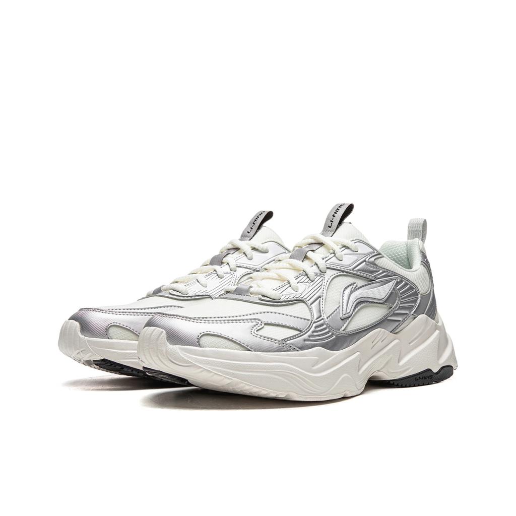 Li Ning Sports Lifestyle Serie Modetrend Stoßdämpfung Rebound Low Top Freizeitschuhe Herren Freizeitschuhe Hell-Silber AGLV173-2