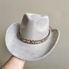 New Blue Suede Hat 7.5Cm Western Cowboy Women'S Fedora Hat Men'S Church Jazz Hat Fashion Travel Party Hat Denim Hat