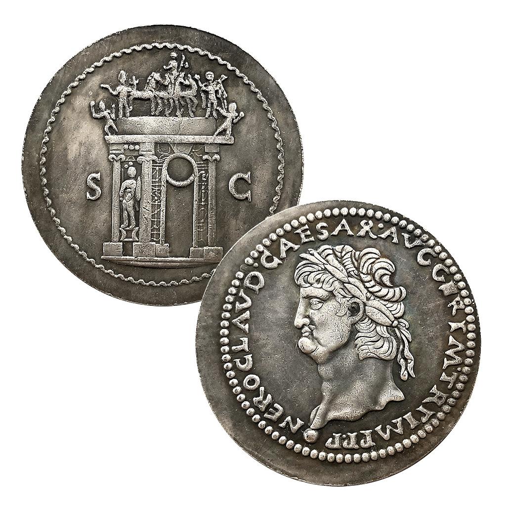 Ancient Roman Kings, Silver Coins, Silver Dollars, NERO CLAVDIVS Coins of Roman Kings, Antique Coins, Collectible Craftsmanship