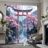 2pcs   2D Flat Printing Party Window Curtains Sakura Torii Gate Japanese Art Blackout Polyester Birthday Party for Aesthetic Room
