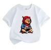 Kids Boys Girls 100% Cotton Crew Neck Short Sleeve T-Shirt, Funny Capybara Gamer Pattern Casual Soft Breathable Tee For Game Lovers Children Daily Wea