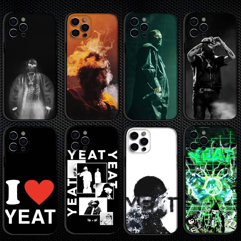Y-Yeat Rapper AfterLyfe Pouzdro na telefon Pro iPhone 16,15,14,13,12,11 Plus,Pro Max, Měkký silikonový černý kryt