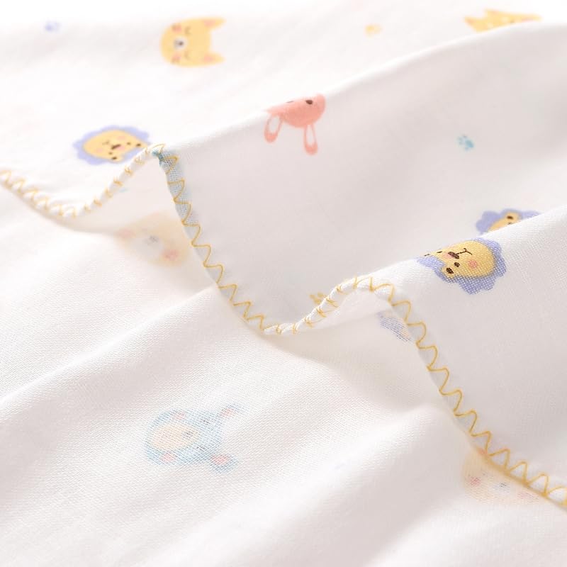 Isamu Shokai Made In Gauze Bath Set with Animal Land Baby Bath Skincare Towels Suitable for Sensitive and Delicate Towels 100% Cotton, Japan, 6-Piece