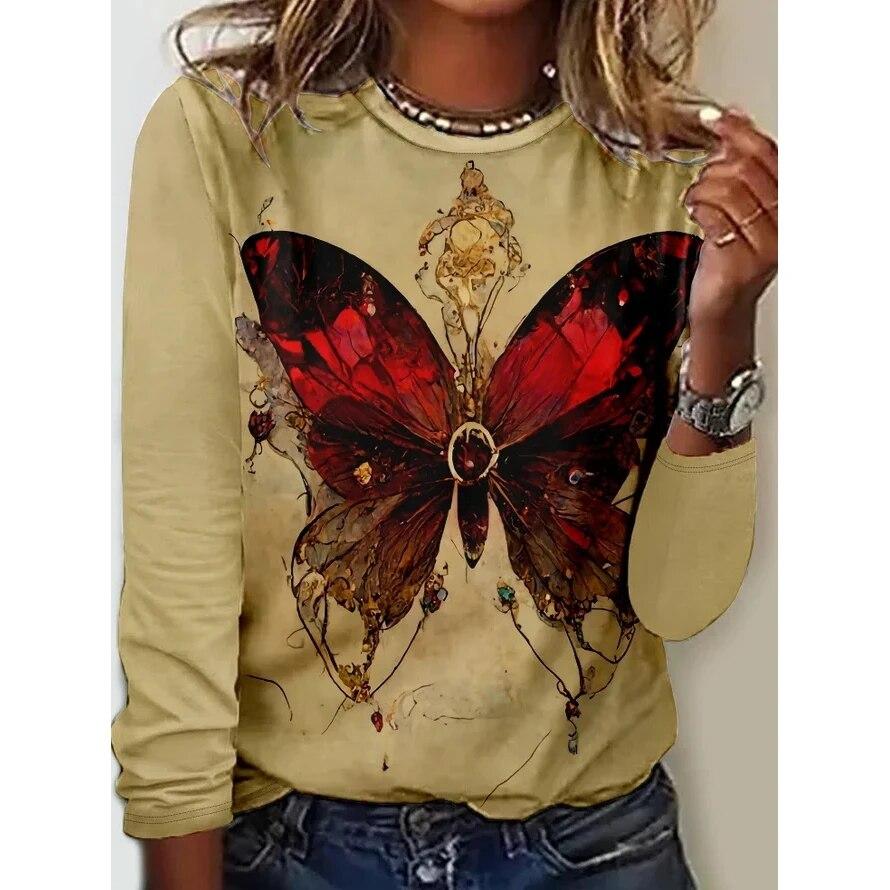 

Женская 3d футболка с круглым вырезом и длинным рукавом, модная женская одежда с принтом животных, большая повседневная винтажная уличная одежда, женская одежда больших размеров XL