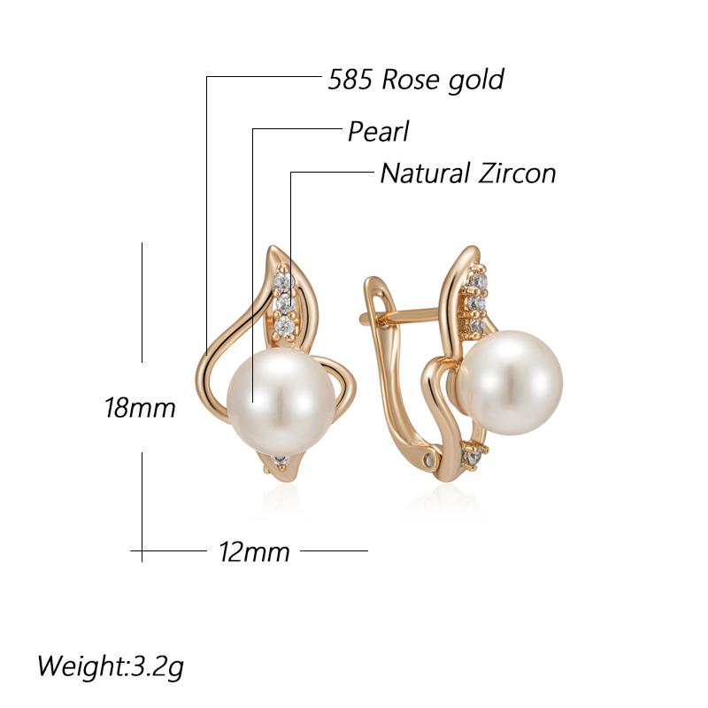 Luxury  Rose Gold Color Pearl English Earrings For Women Unique Geometric Natural Zircon Accessories Daily Jewelry Gift