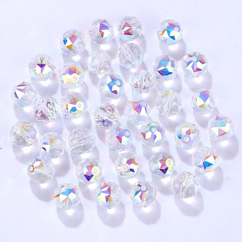 8mm/10mm Transparent Austria Crystal Glass Beads Roundle Spacer Loose Bead for DIY Bracelet Necklace Jewelry Making Accessories
