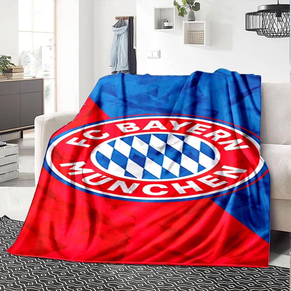 FC Bayern München Logo Decke Strapazierfähiger Komfort Perfekt für Bett Wohnzimmer Sofa Vier Jahreszeiten Universell Modern Bestes Weihnachtsgeschenk für Freunde Familie
