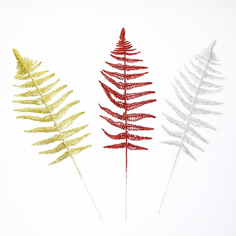 Weihnachtsschmuck, glitzernde, durchbrochene persische Blätter, Goldstaub, Olivenzweige, Finkenschwänze, Weihnachtsbaumschmuck, goldene Blätter