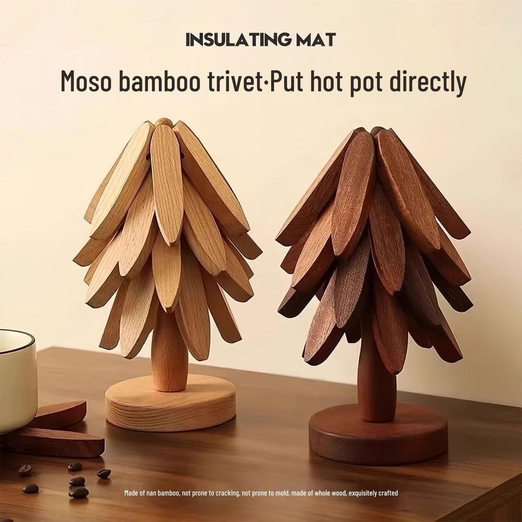 High-Temp Resistant Bamboo Wood Coaster & Placemat Set
