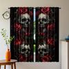 2PCS Digital Print Curtains, Skull Pumpkin Graveyard, Halloween Gothic