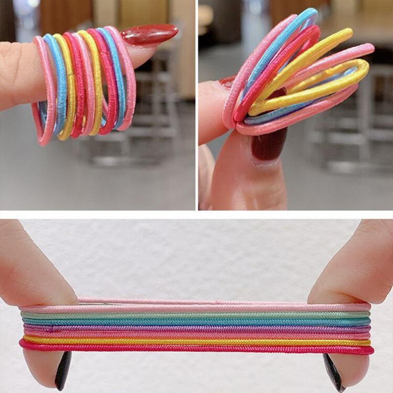 60 Children's Hair Rope Colorful Hair Loop High Elasticity Rubber Bands Girls Headband Hair Tie Without Damaging Hair