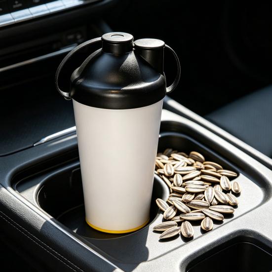 Sunflower Seeds Snack Cup Portable Shell Separator for Car Cup Holder Double Layer Snack Nut Waste Container for Travel