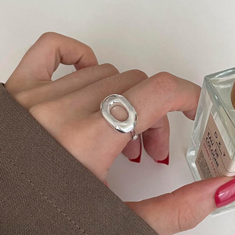 Geometric High-Polish Criss-Cross S925 Silver-Plated Open Ring - Women's Stackable Index Finger Jewelry