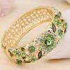 Enamel Chinese Cloisonne Bracelet Rhinestone Women's Hand Bracelet Hollow Out Flower Bangle  Gifts