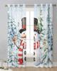 Christmas Snow Scene Snowman Sheer Curtains for Living Room Decoration Window Curtains Kitchen Tulle Voile Curtains