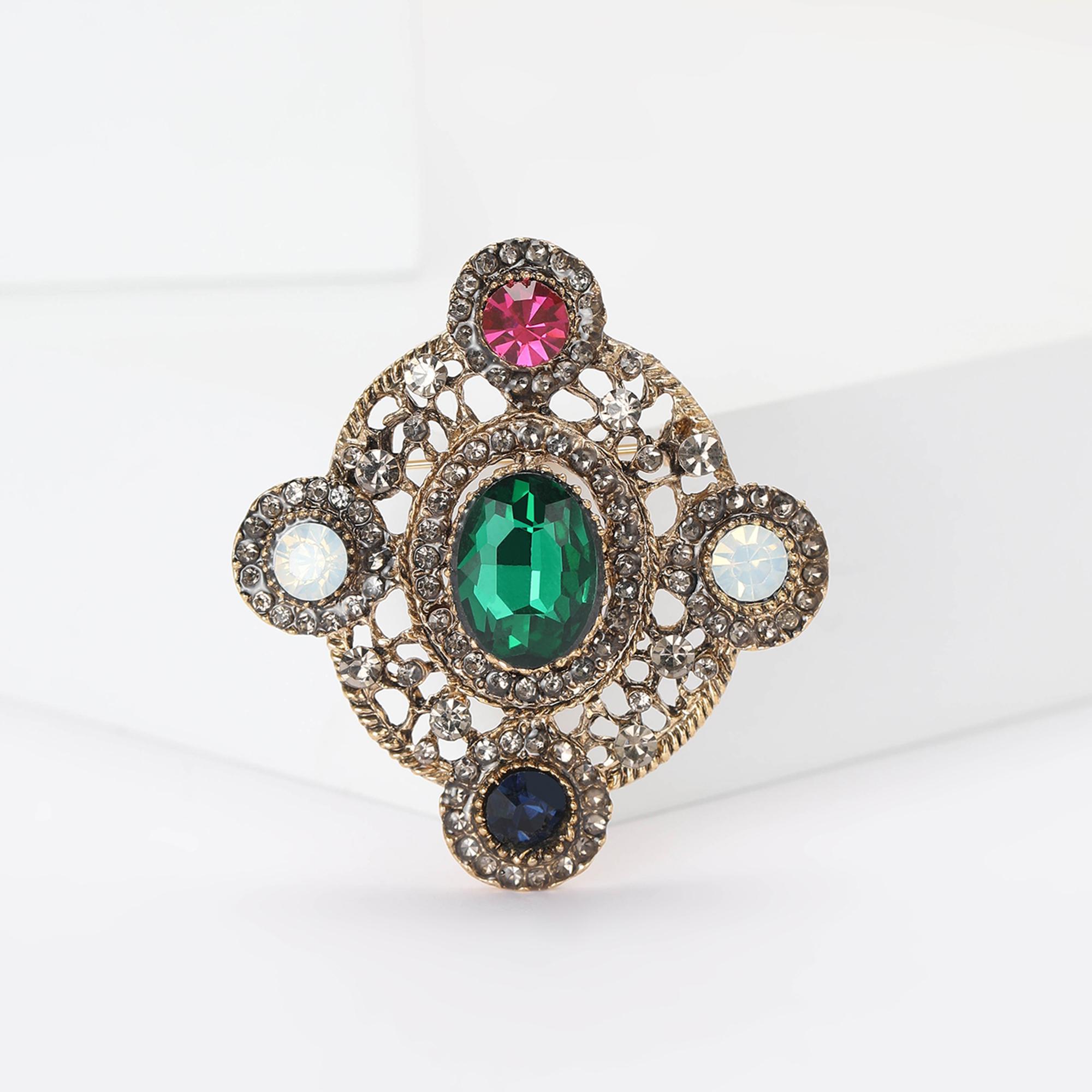 Vintage Rhinestone Leaf Brooches for Women Unisex Plant Vintage Pins Event Party Backpack Decoration Clothes Accessories