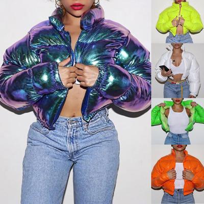 Fashion Women Solid Stand-up Collar Cardigan Outerwear Down Jacket Padded Coat