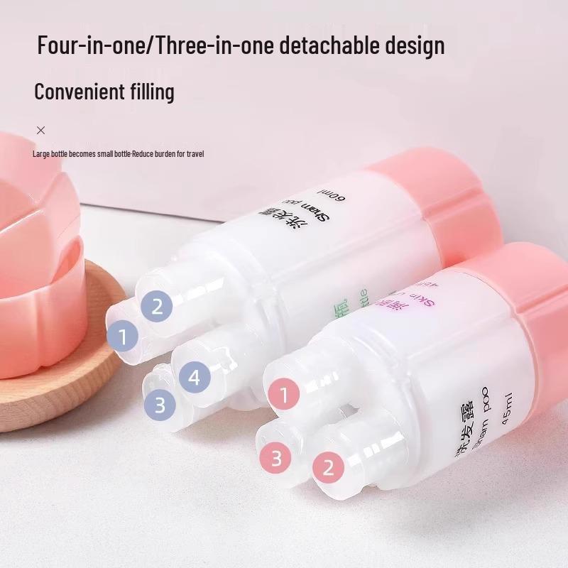 Travel Bottle 4-in-1 Set: Portable Large-Mouth Dispenser for Toiletries and Makeup