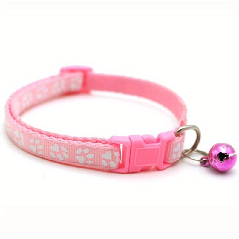 

Pet Cloth Collar Dog Cat Collar Footprints Paw Prints Bell Collar розовый