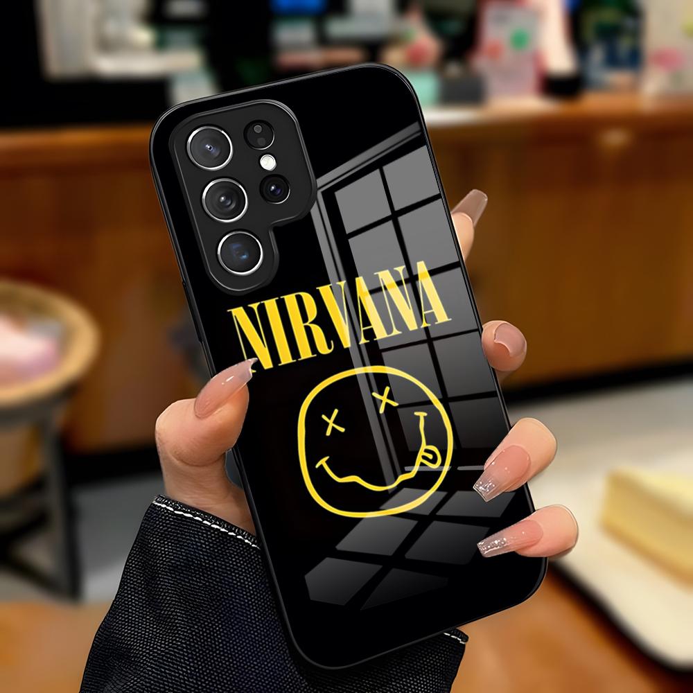

N-Nirvana Rock Band Phone Case For Samsung S26 S25 Plus S20 S20 Plus S22 Ultra S23 FE S21 Plus S21 Ultra Glass Cover Samsung S24 Ultra