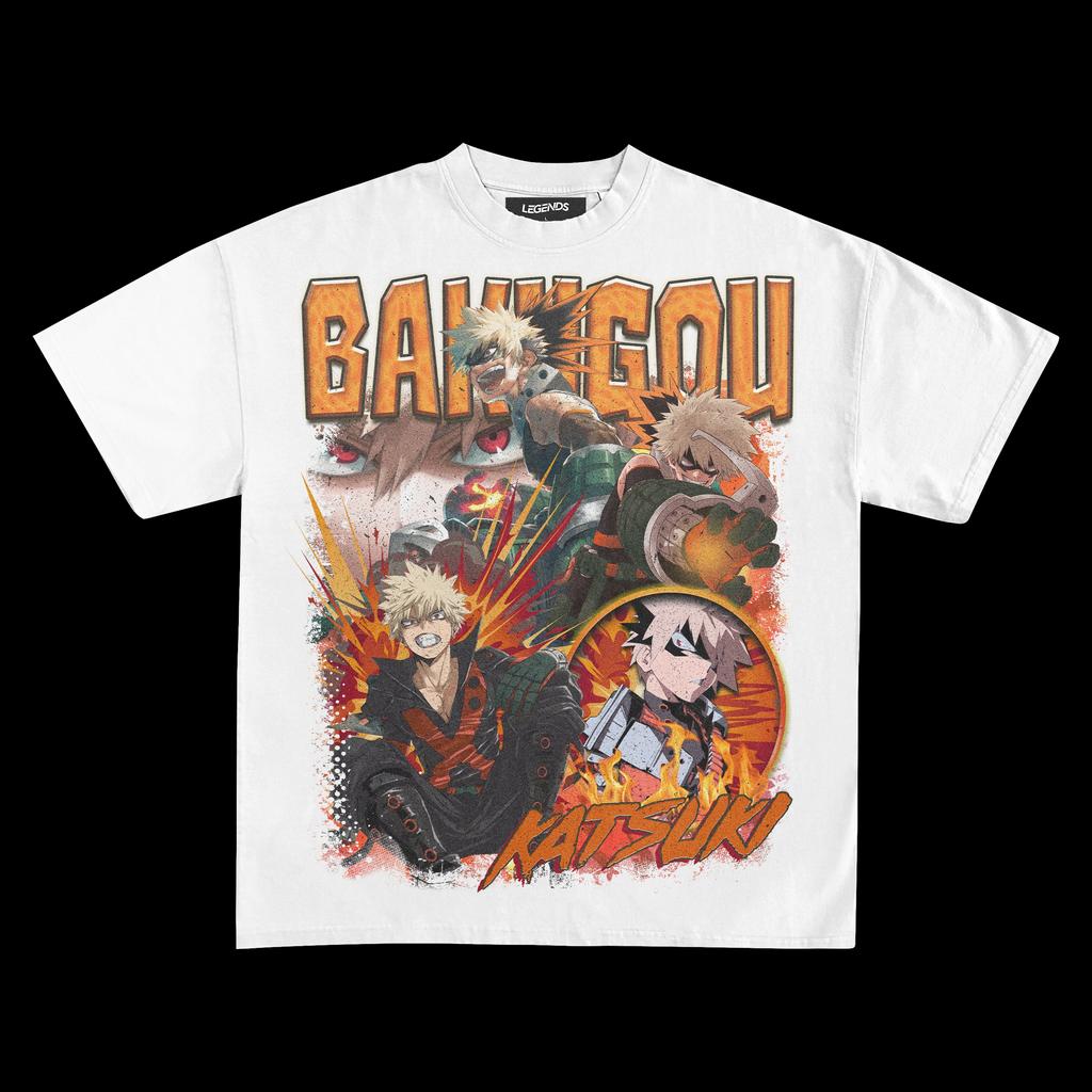 Katsuki Bakugou T-Shirt My Hero Academia T-Shirt Damen Herren Oversized Streetwear Y2k Hip Hop Harajuku Kurzarm Hohe Qualität Damen Herren Kleidung