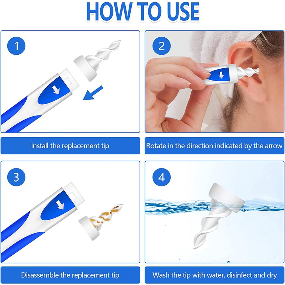 Ear Wax Removal Tool with 16 Soft Replacement Heads for Adults and Kids
