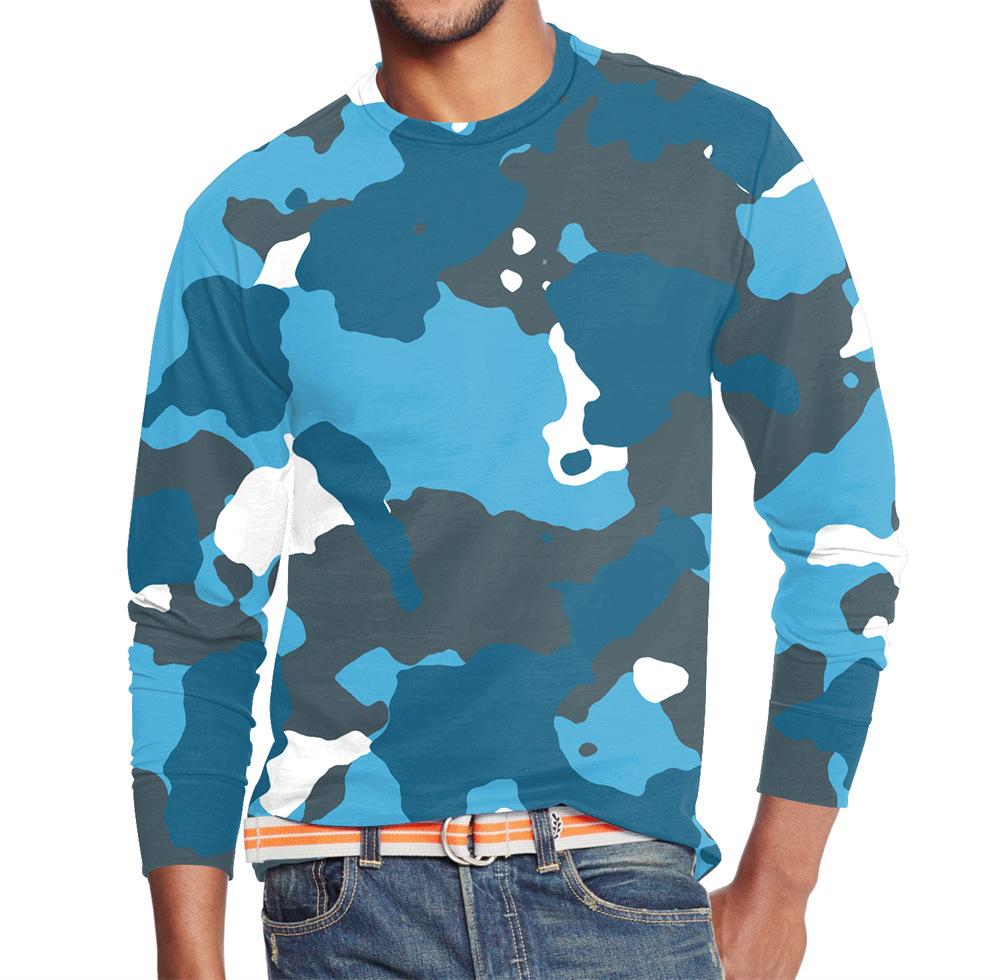 Men's Summer Long Sleeve Outdoors Camouflage Colorful Print T-Shirt Top Men Streetwear Clothing Long Sleeve T-Shirt Women's Pullover