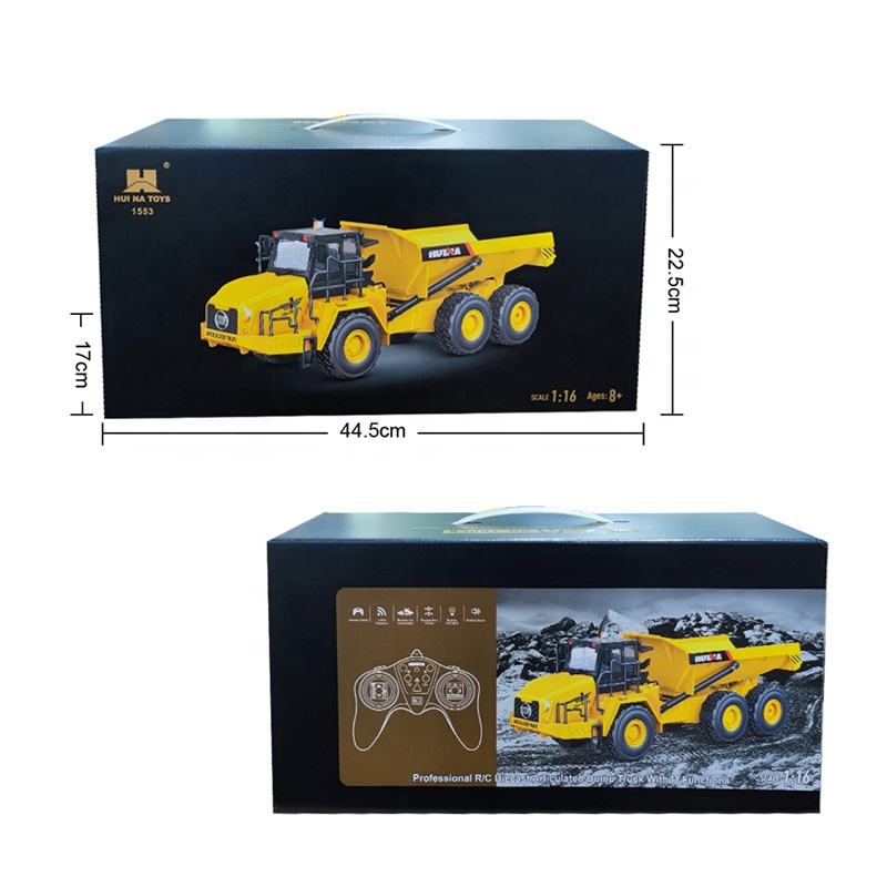 HUINA 1553 1/16 9CH RC Excavator Cars 2.4G Remote Control Dumper Trucks Car Electric Tractor Vehicle Model Toys for Boys Gifts