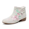 2025 Autumn/Winter Retro Ethnic Embroidered Chunky Heel Mid-Calf Women's Ankle Boots