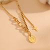 Stainless Steel 18K Gold Plated Sporty Letter Necklace Multi-style High-grade Box Chain Human Shape Women Micro Insert Dongguan