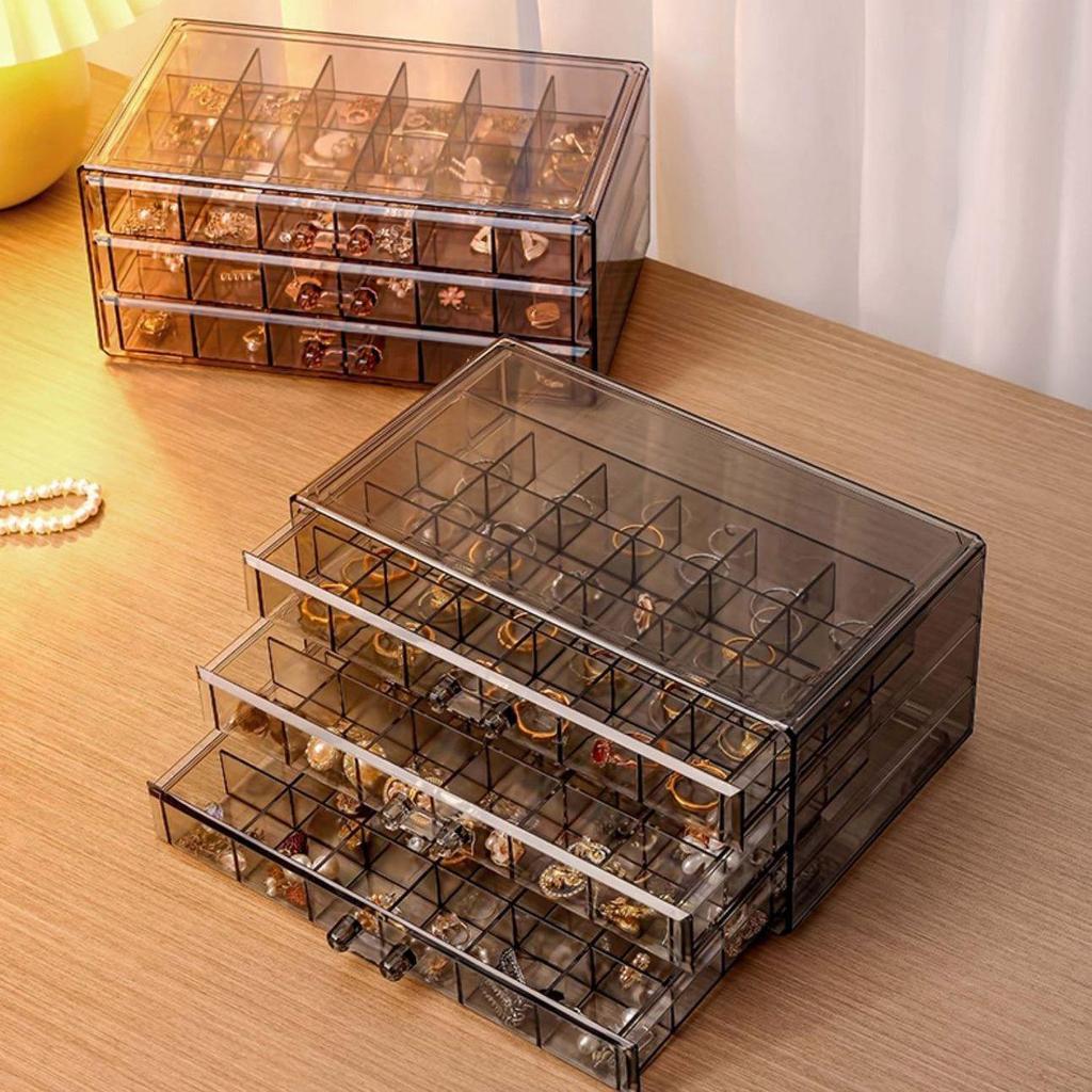 Multi-Layer Transparent Jewelry Storage Box for Rings, Earrings, Necklaces, and Bracelets