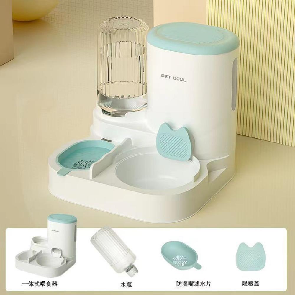 

2 in 1 800mL Water Dispenser Large Capacity 1.1L Pet Food Feeder Cat Dog Water Dispenser Feeder Blue Plastic