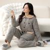 Pajamas Women'S Velvet Thickened Three-Layer Pure Cotton Padded Cotton Can Be Worn Outside Winter Mother Loungewear Set